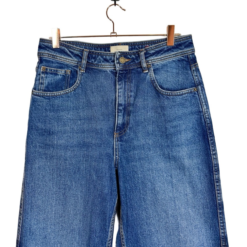 Sezane Le Crop High Rise Wide Leg Jeans in Denim Blue Worn Once-Still Full Price - Picture 6 of 11